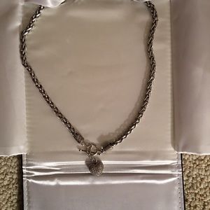 18” Sterling Silver Diamond Heart Toggle Necklace